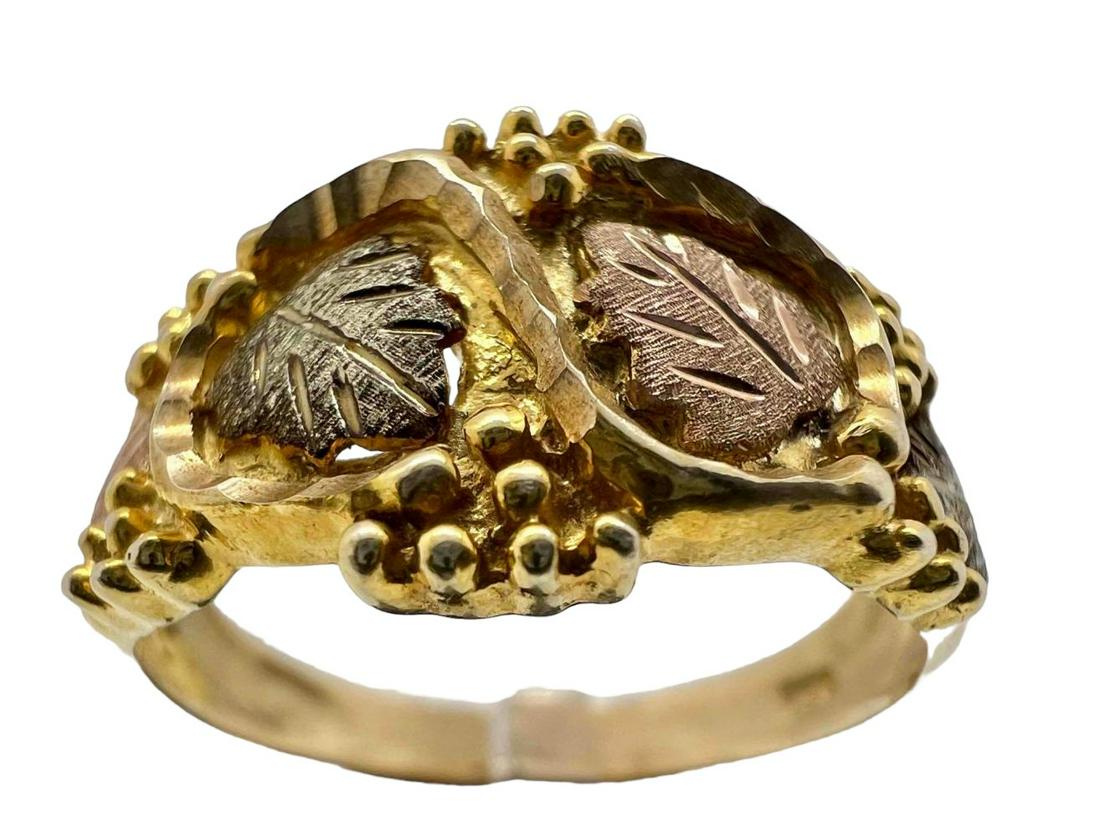Vintage black hills gold grape leaf ring discount