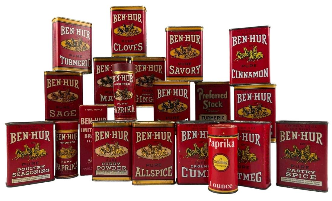 Lot Of Vintage Spice Tins, Most Ben-Hur (1 of 12)