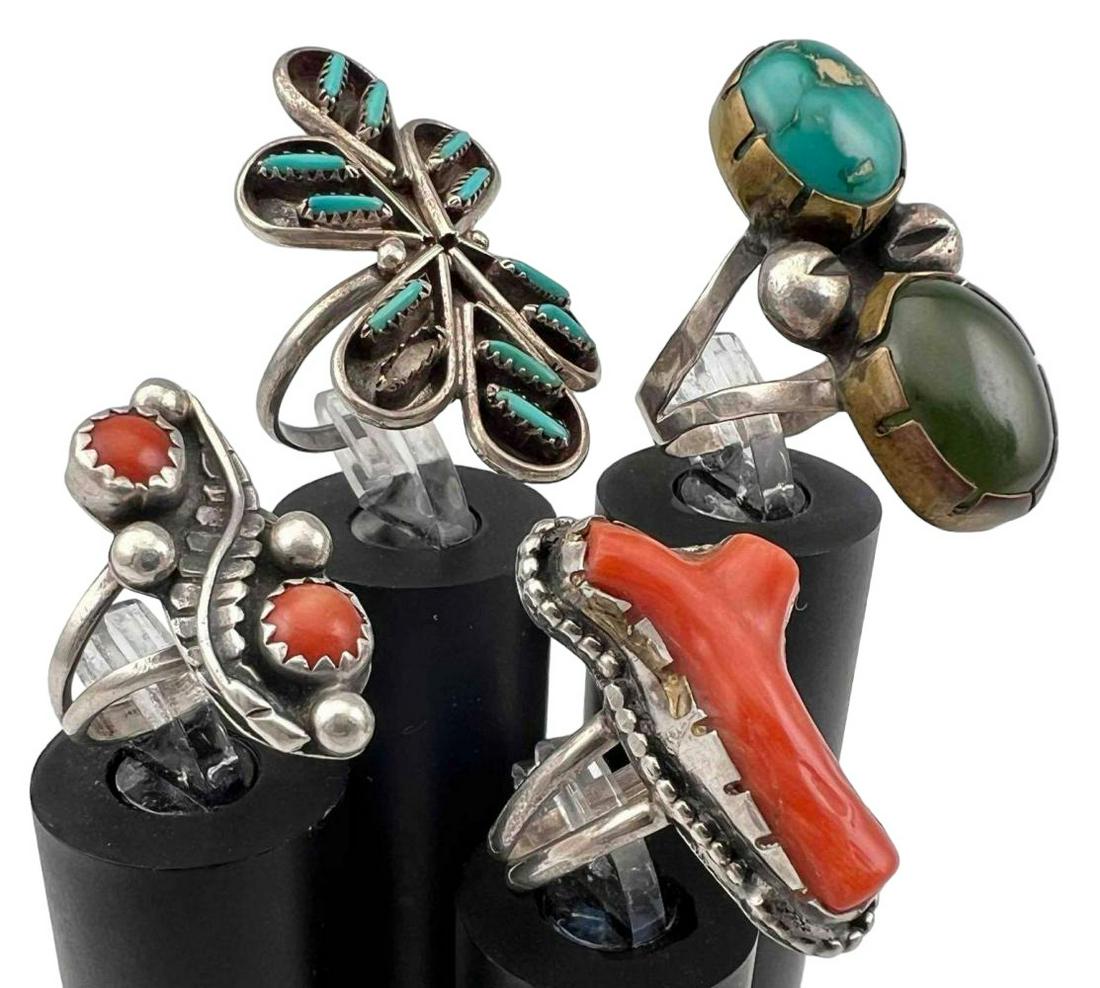 4 Native American Sterling Silver Rings (1 of 12)