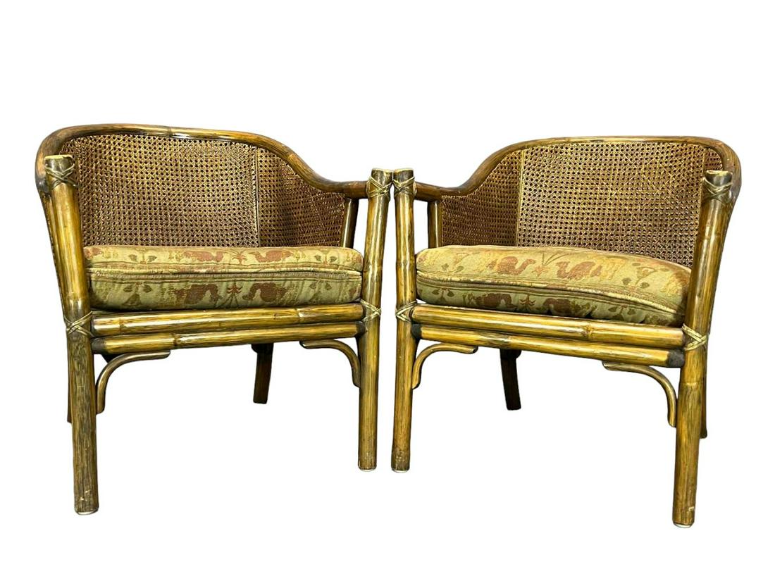 Pair Of McGuire Rattan & Rawhide Arm Chairs (1 of 15)