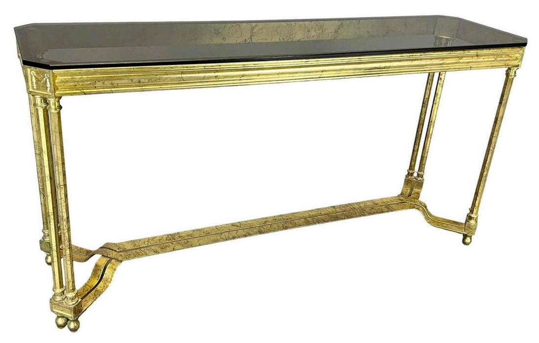 Marbled Gilt Metal Neoclassical Console Table (1 of 18)