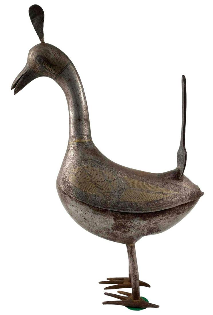 Antique Persian Gold Inlaid Iron Peacock (1 of 15)