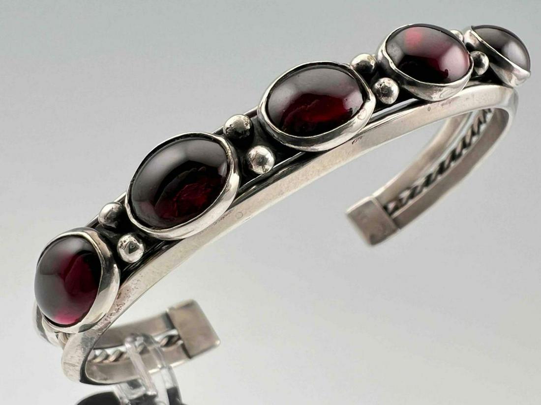 Sterling Silver Garnet Cuff Bracelet (1 of 8)