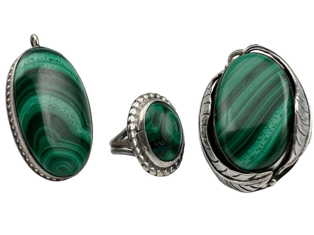 Lot Of Malachite Sterling Silver Jewelry (1 of 15)