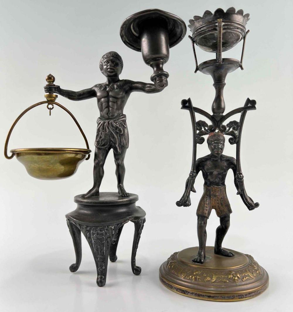 Two Continental Bronze Blackamoor Figural Candle Holders (1 of 20)