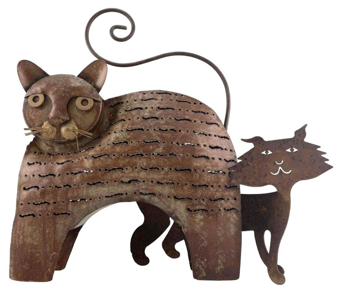 2 Folk Art Iron Cat Sculptures (1 of 17)