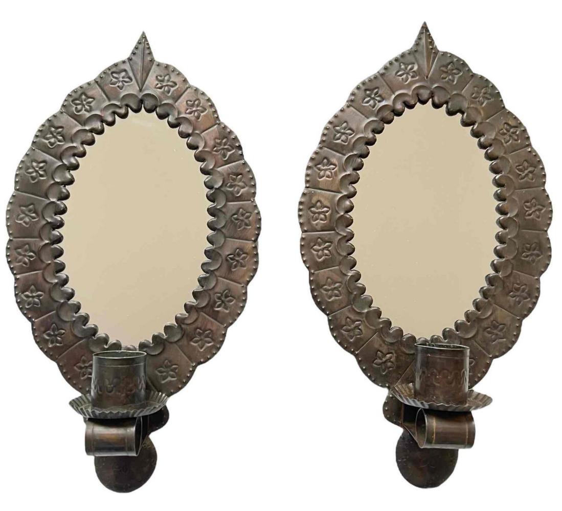 Pair Of Vintage Mexican Tin Candle Sconces (1 of 20)