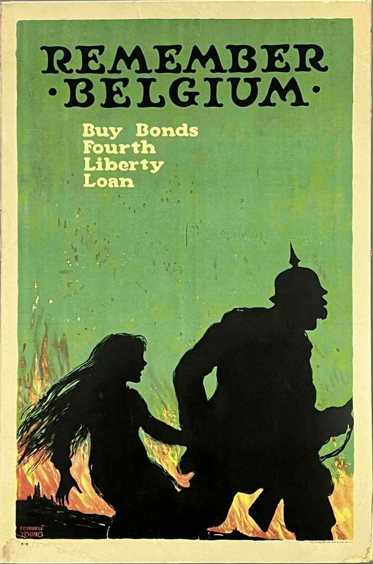 Remember Belgium WWI War Bond Propaganda Poster (1 of 11)