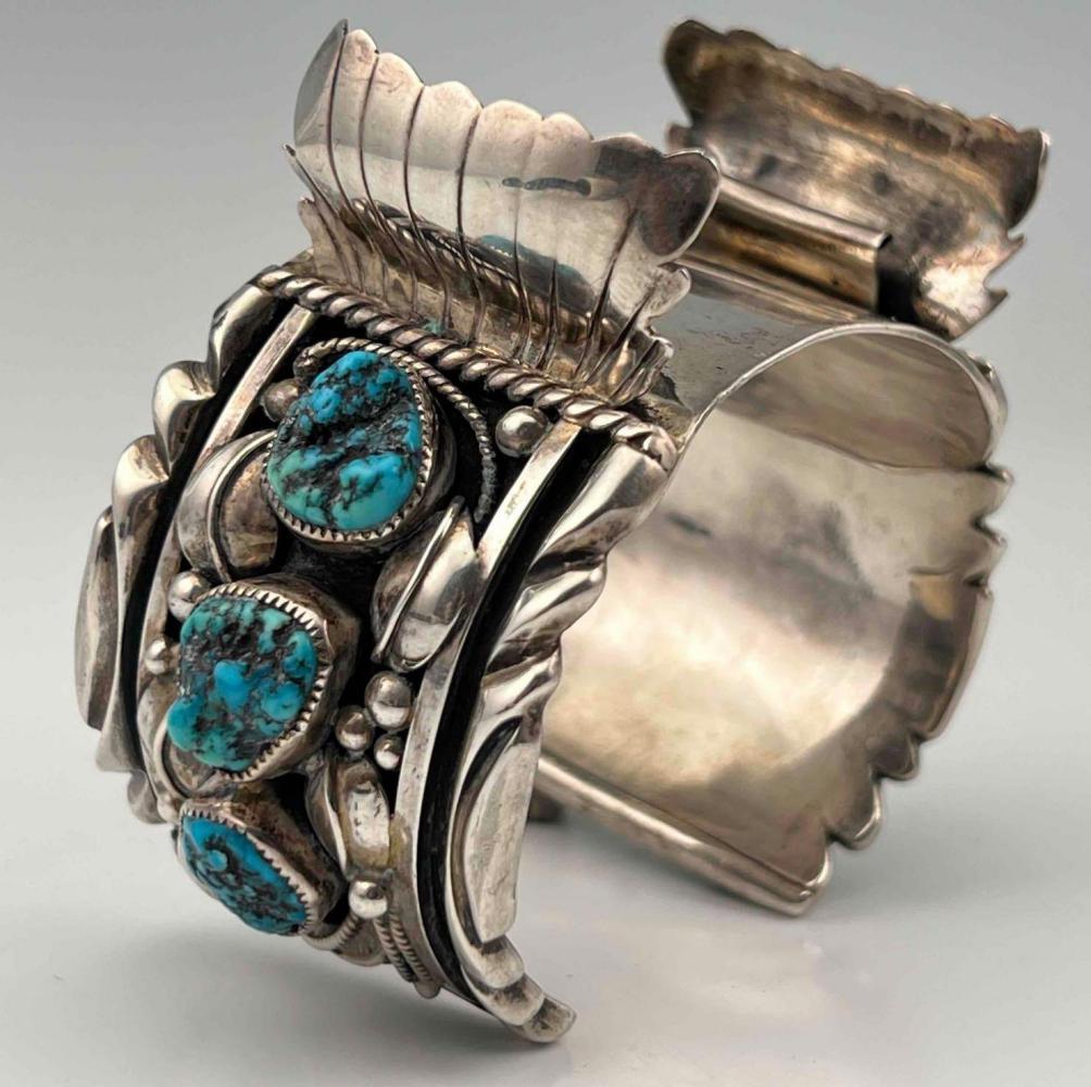 Native American Sterling Silver Turquoise Watch Cuff (1 of 8)