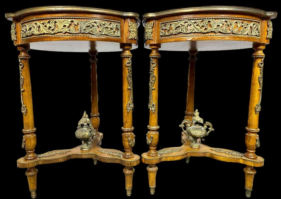 Pair of Antique Louis XVI Style Ormolu Mounted Side Tables (1 of 20)