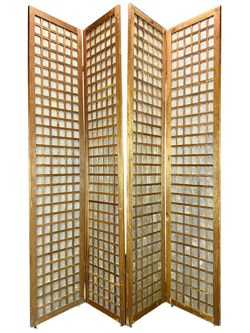 Mid Century Capiz Shell Shoji Style Lattice Folding Panels (1 of 14)
