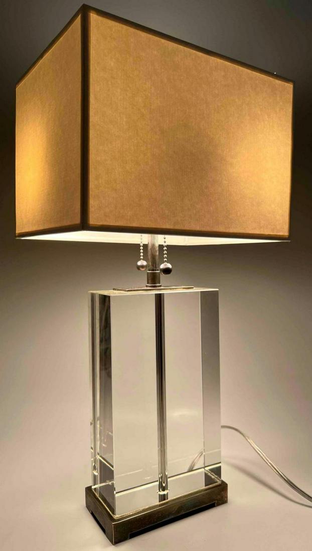 Thomas O'Brien Crystal Block and Silverplate Lamp (1 of 11)