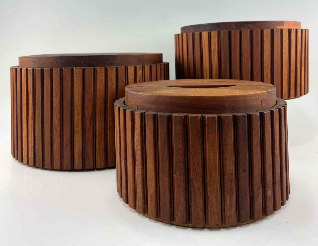 Three Mid Century Modern Teak Lidded Serving Dishes or Ice Buckets (1 of 17)
