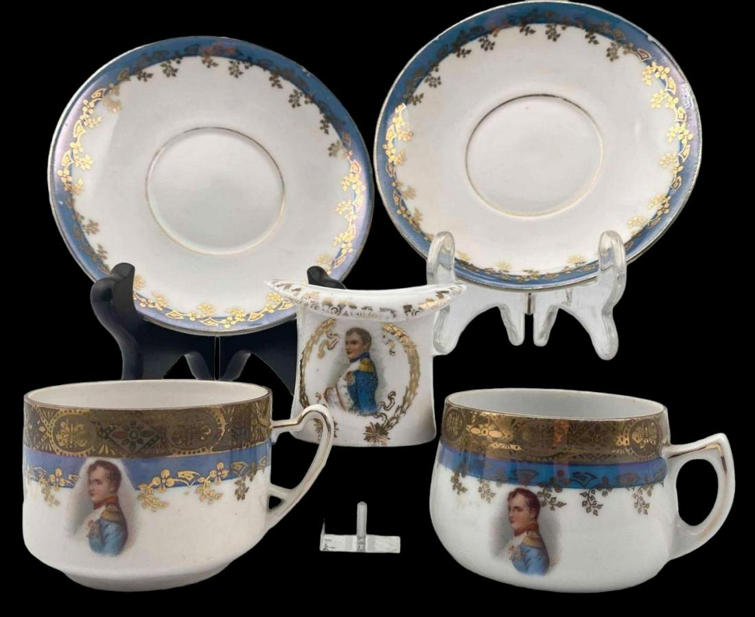 French Porcelain Napoleon Teacups and Saucers, Match Holder (1 of 14)