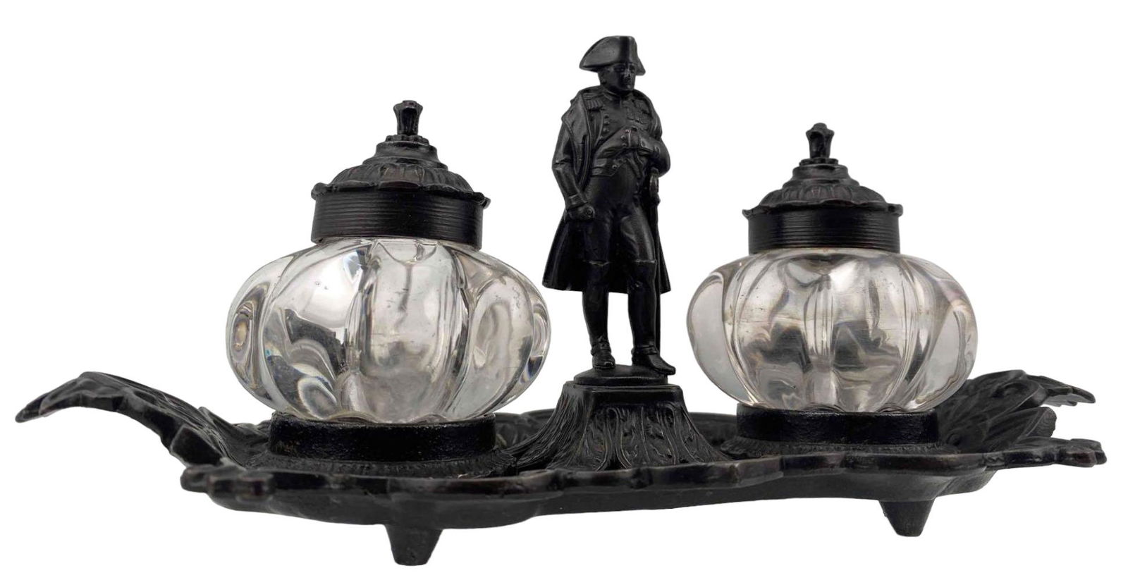 Antique Cast Iron Napoleon Inkwell Set (1 of 10)