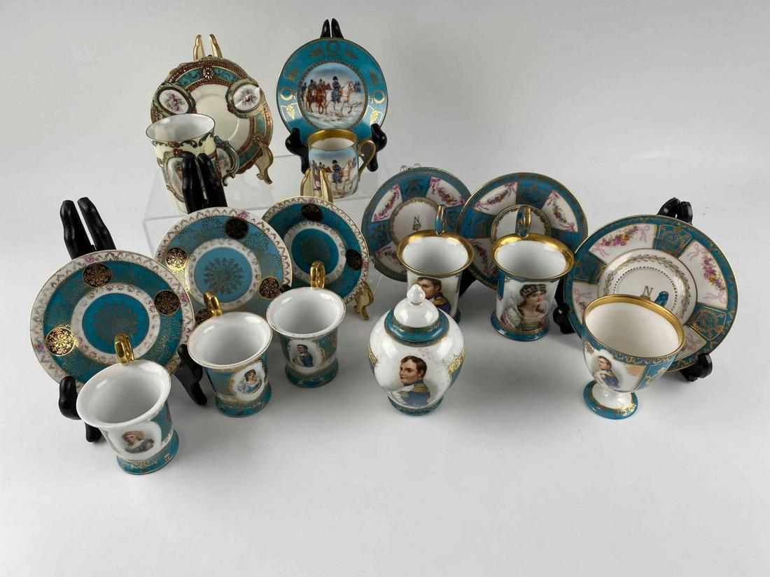 Large Lot of Continental Napoleon Porcelain Teacups and Saucers (1 of 20)