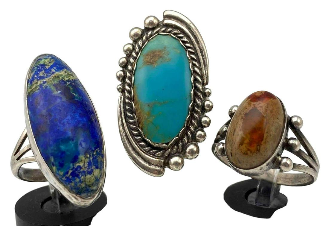 3 Vintage Native American Sterling Silver Rings (1 of 10)
