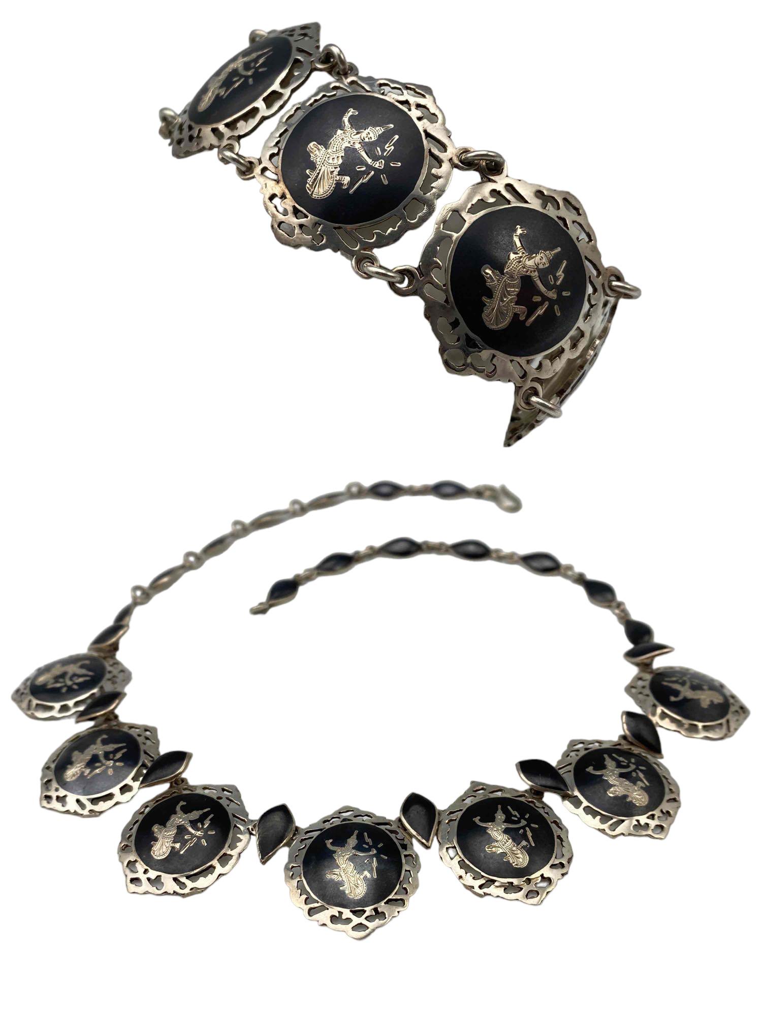 Sterling Siam Silver Necklace And Bracelet Set (1 of 12)