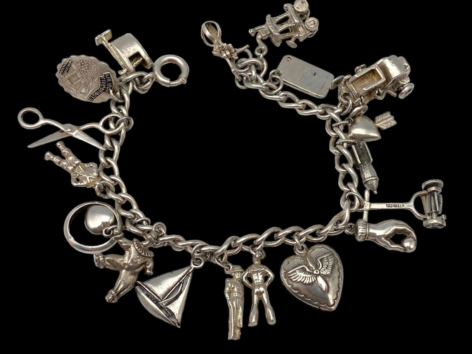 Sterling Silver Military Themed Charm Bracelet (1 of 14)