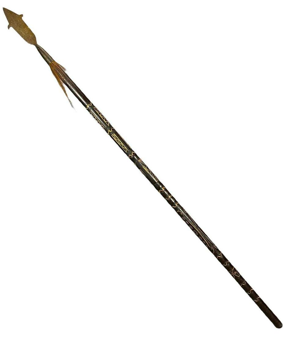 African Wooden Throwing Spear, Copper Point (1 of 20)