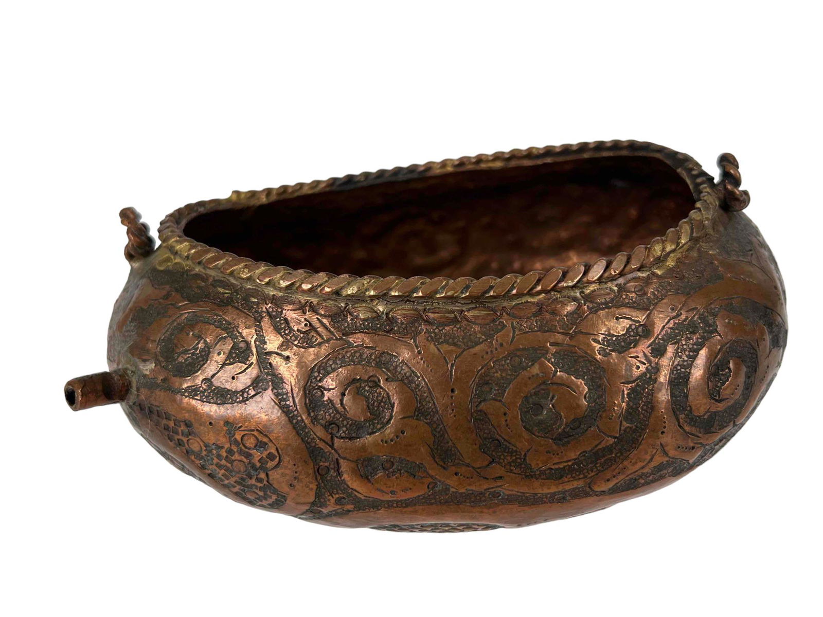 Islamic Copper Kashkul Beggar's Bowl, Probably Persian (1 of 15)