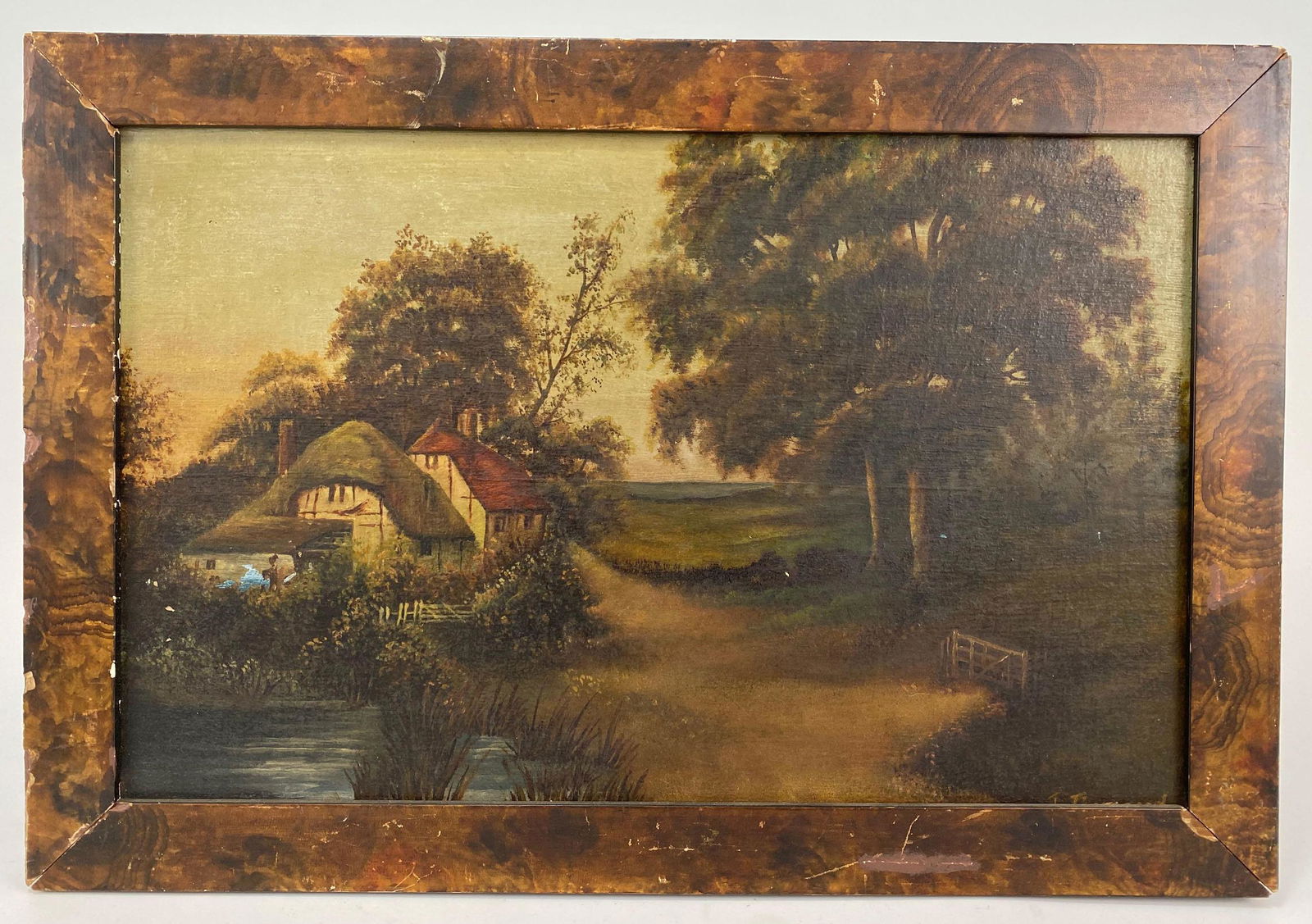 Cottage in Forest Landscape, Oil on Board, 19th Century, Signed (1 of 7)