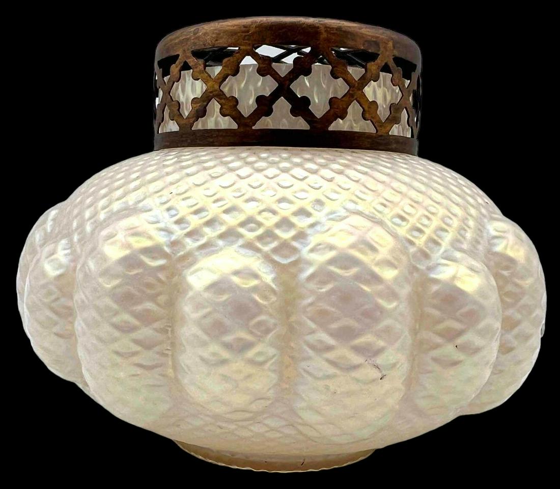 Opaline Glass Vase With Removable Metal Flower Frog: Opaline Glass Vase With Removable Metal Flower Frog. Approximately 5.25W x 4.375H in. Without Frog Approximately 5.25W x 3.75H in.