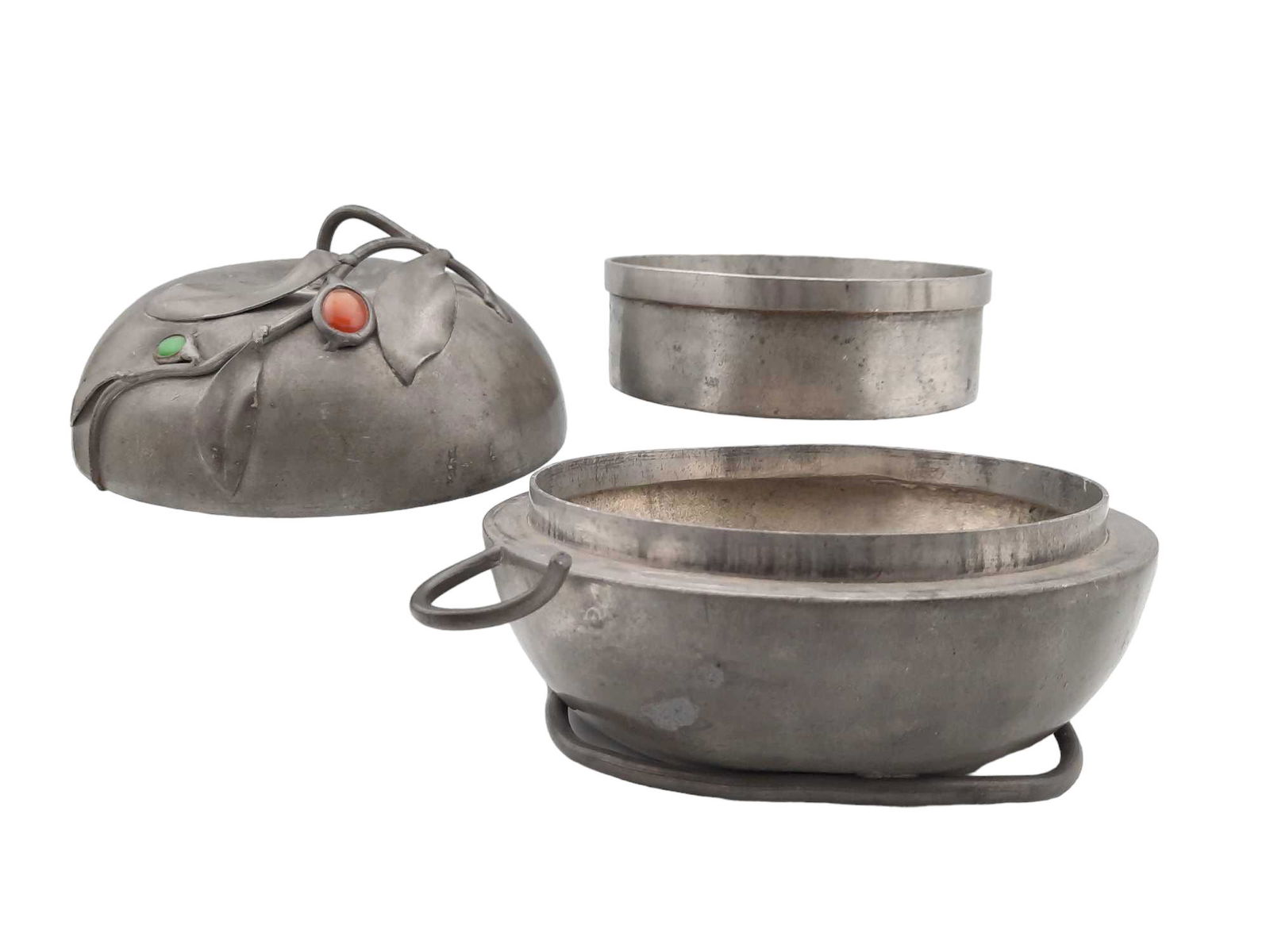 Chinese Pewter Peach Form Rice or Entree Hot Serving Covered Dish (1 of 20)