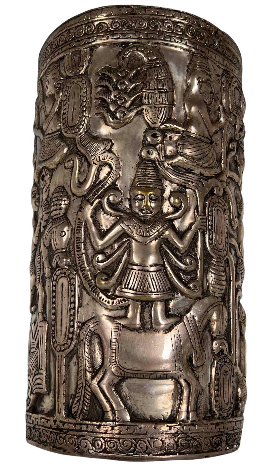 Southeast Asian Silver Over Copper Repousse Vase (1 of 18)