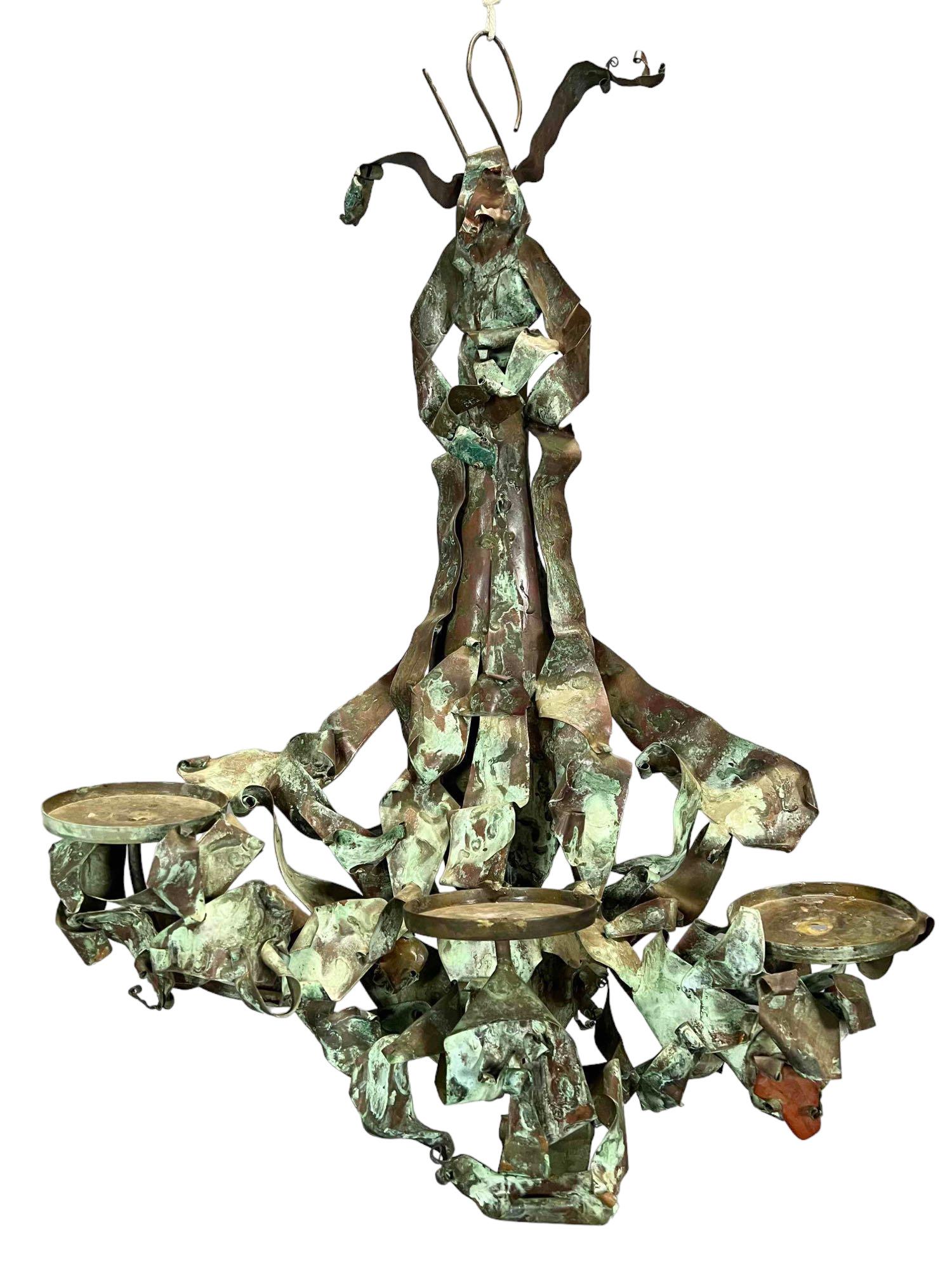 Large Brutalist Copper Wall Sculpture Candle Holder (1 of 18)