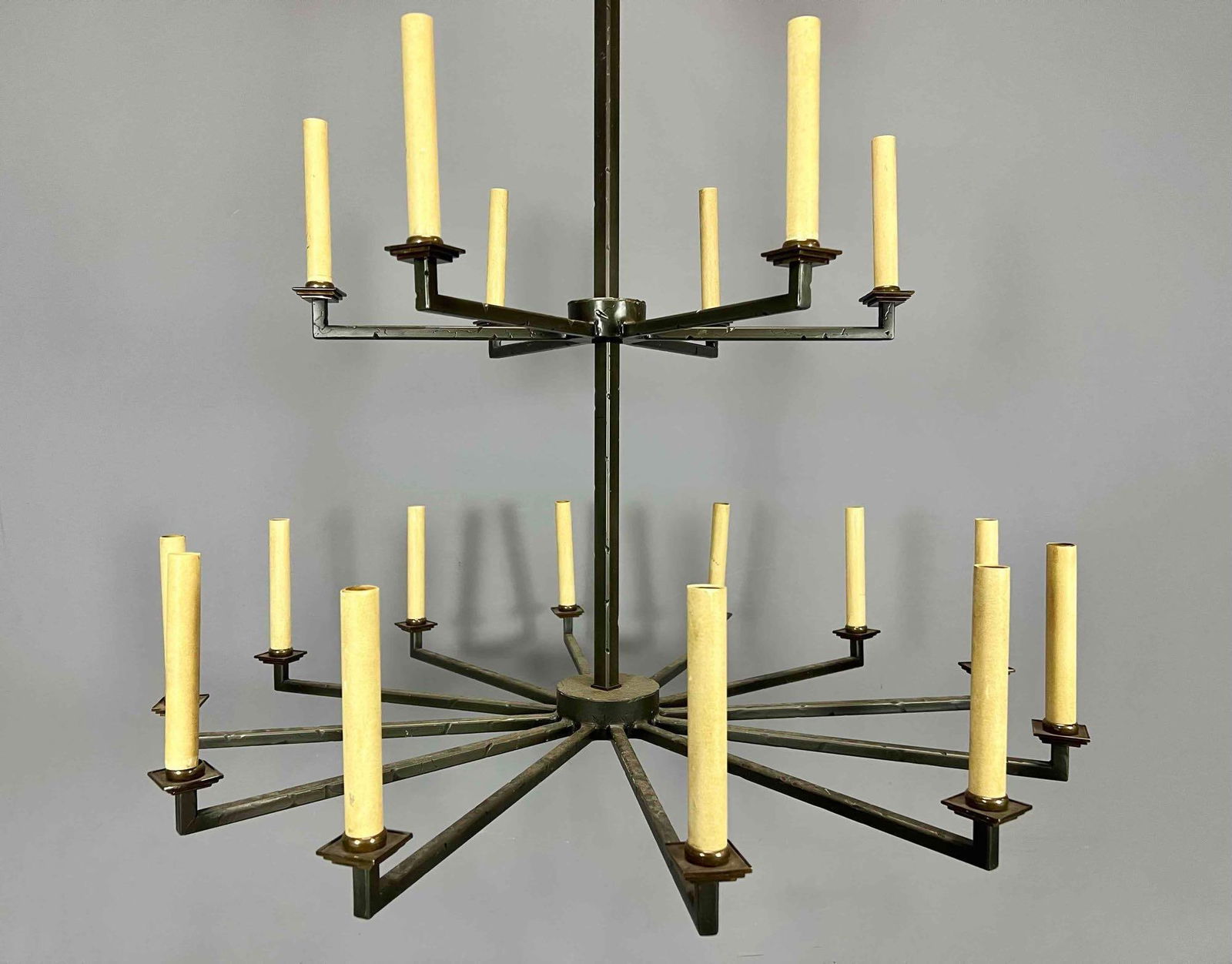 18 Light Mid Century Modern Swedish Style Iron Chandelier, Manner of Erik Hoglund (1 of 14)