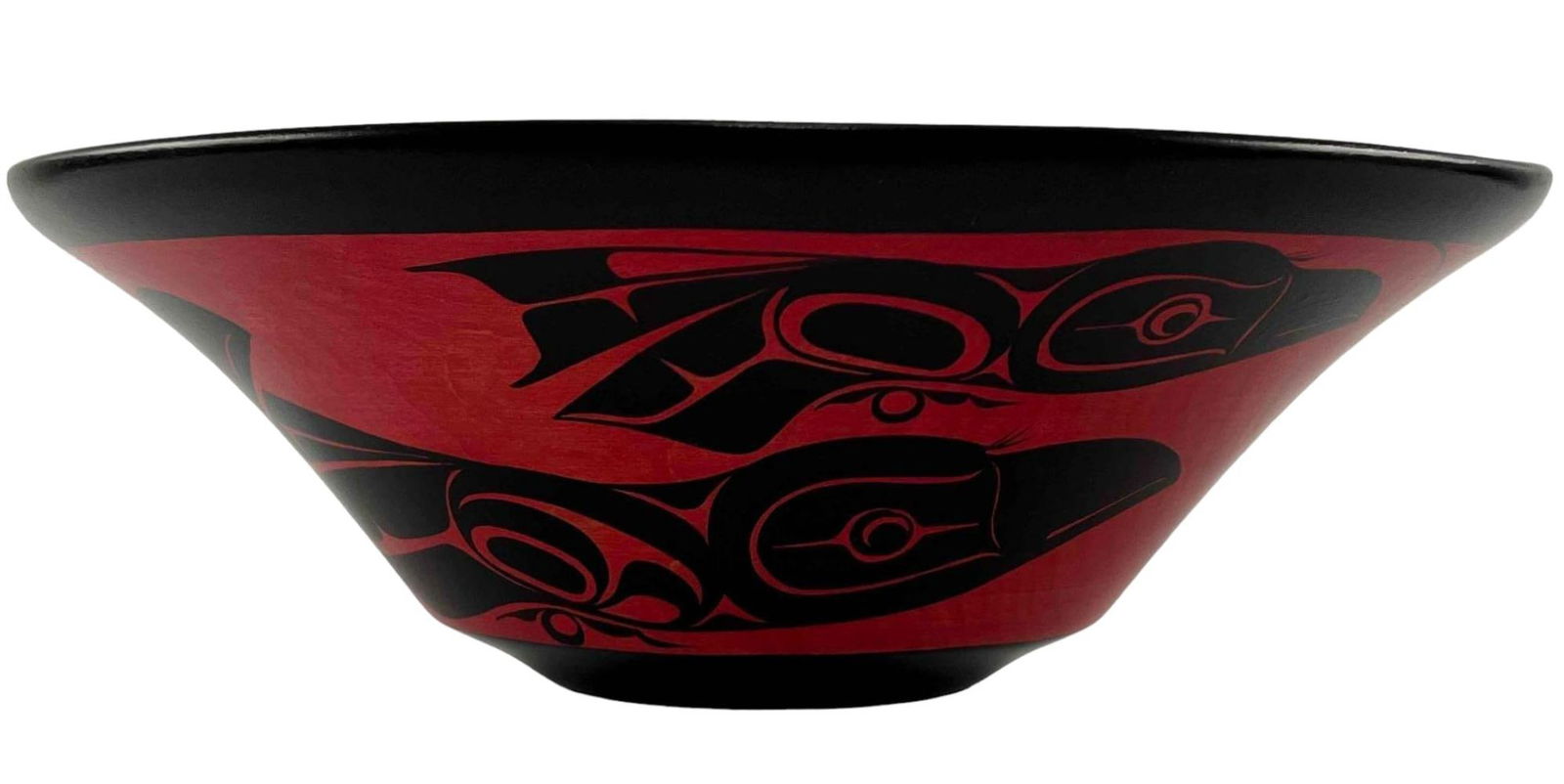 Northwest Coast Painted Wooden Bowl, "Ravens," Signed (1 of 13)