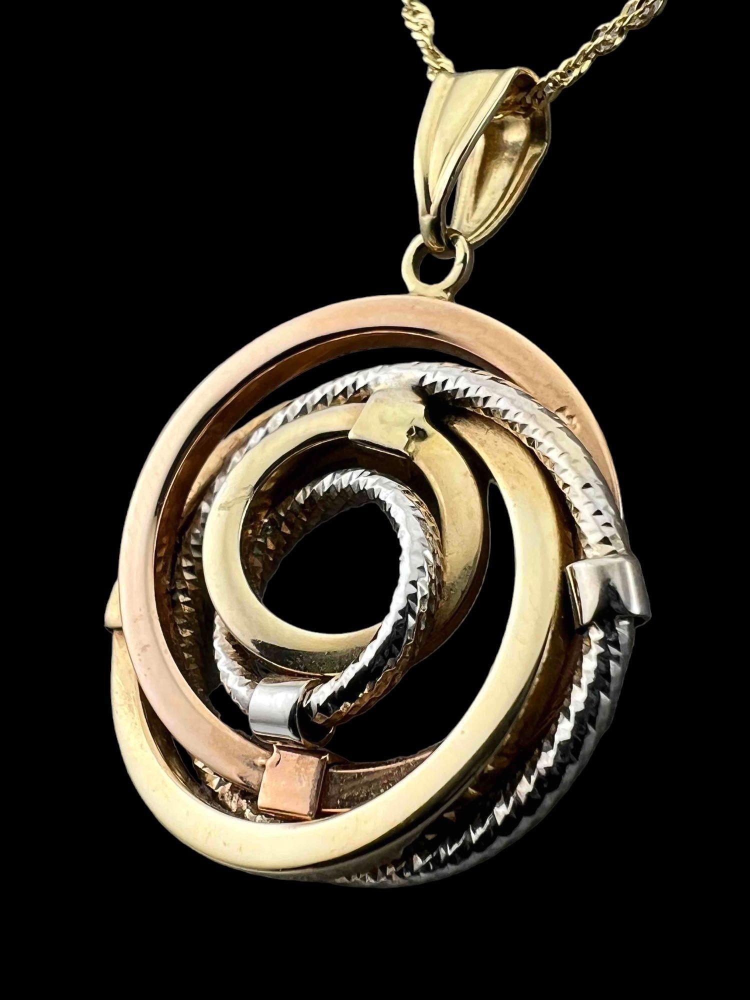 14K White Yellow & Rose Gold Knot Necklace (1 of 7)