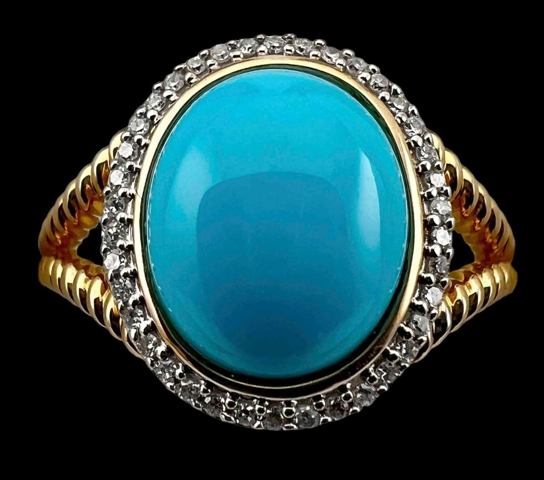 14K Diamond Persian Turquoise Ring (1 of 5)