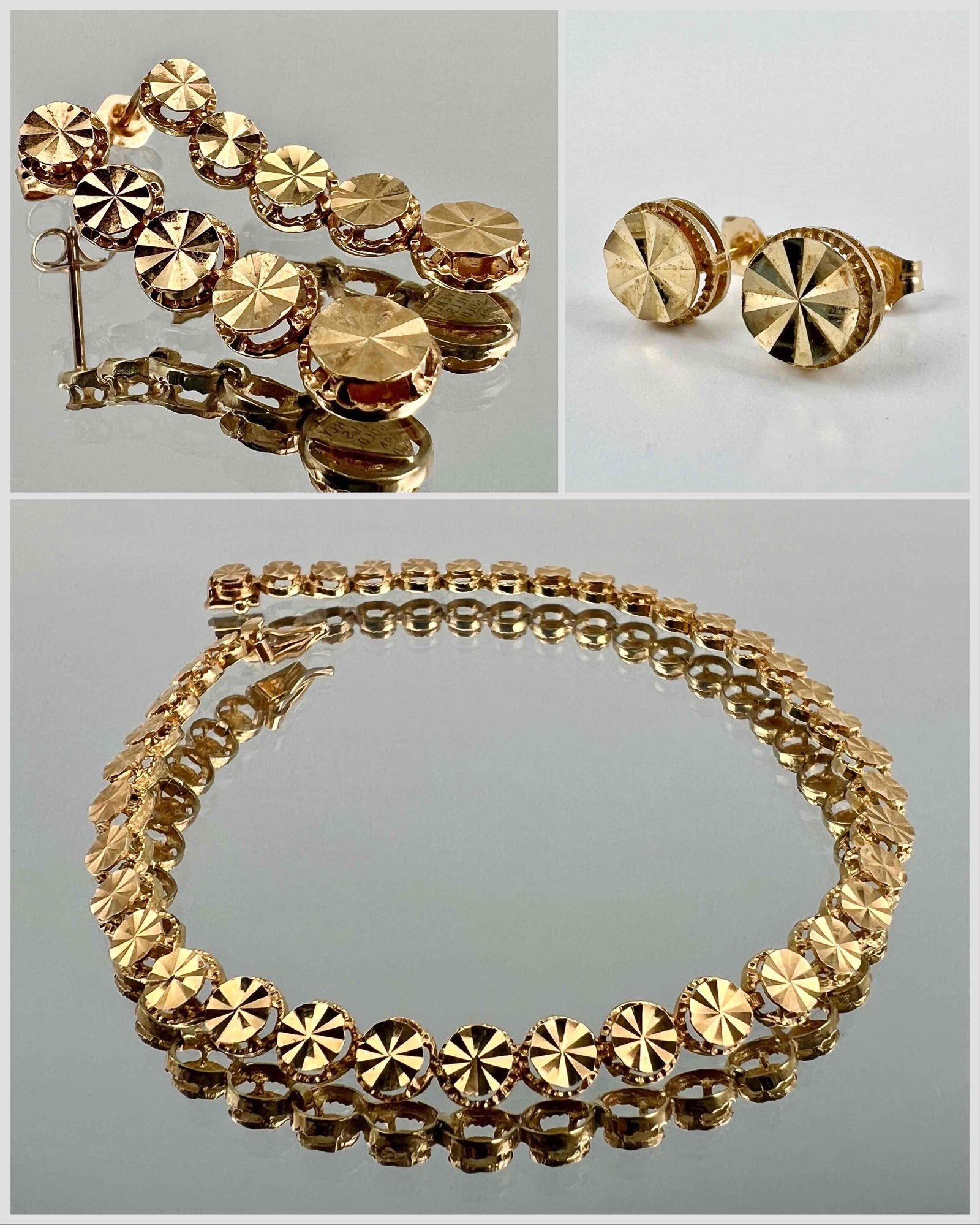 14K Bracelet & 2 Pairs Earrings (1 of 10)