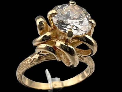 14K 1.44ct Diamond Solitaire Ring: 14K Diamond Solitaire Ring, 5.5g. Marked 14K. Diamond 1.44ct, Color: I, Clarity: SI1. Approximately 7.23mm. Approximate Ring Size 7.5. Appraisal Value $9,980.00. ALL CREDIT CARDS WILL BE MANUALLY VERI