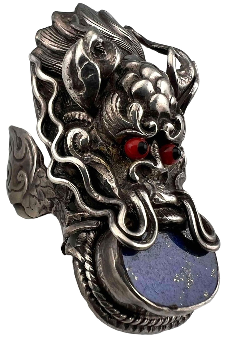 Sterling Silver Lapis Dragon Ring (1 of 9)