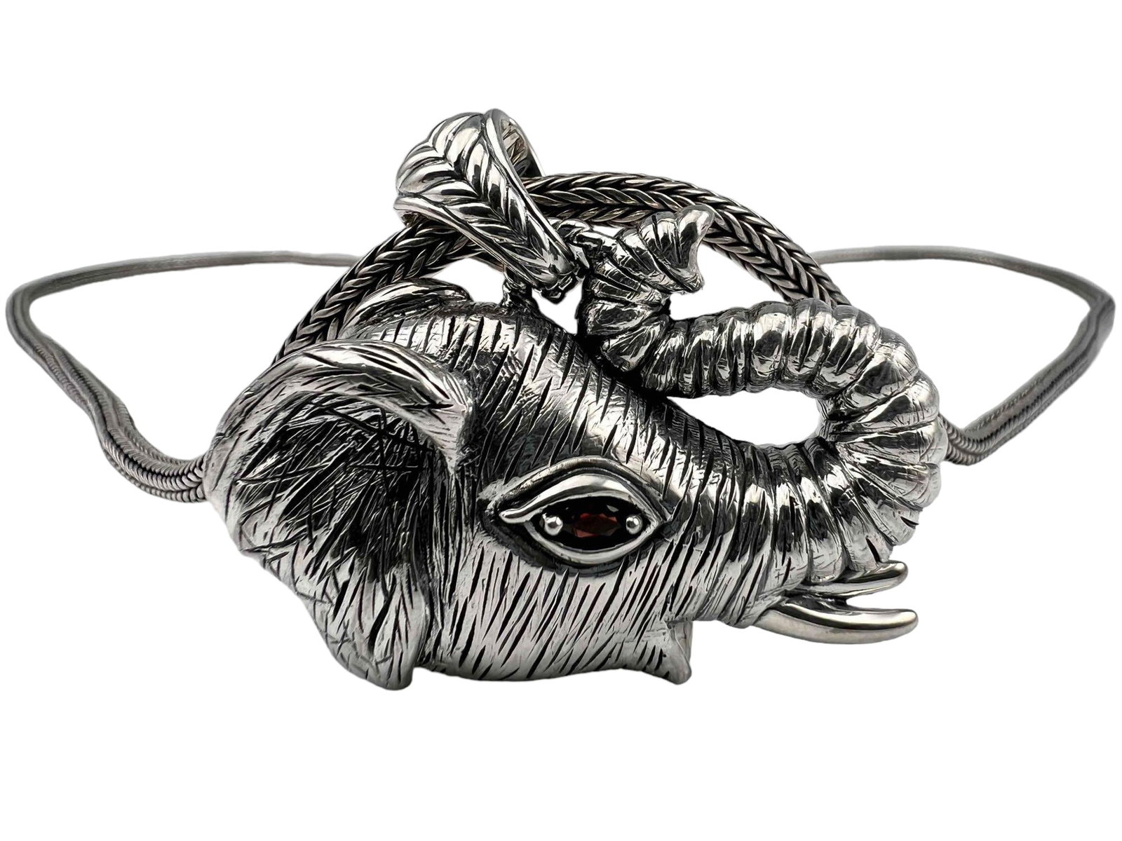 Sterling Silver Garnet Elephant Necklace (1 of 6)