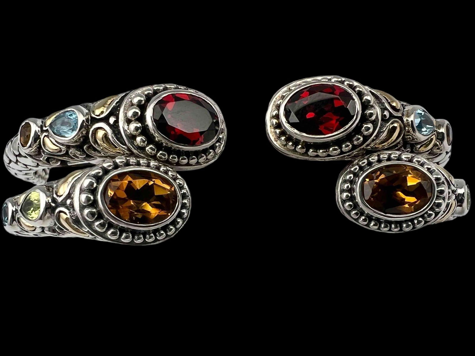 Two Sterling Silver &18K Semiprecious Stone Bracelets (1 of 15)