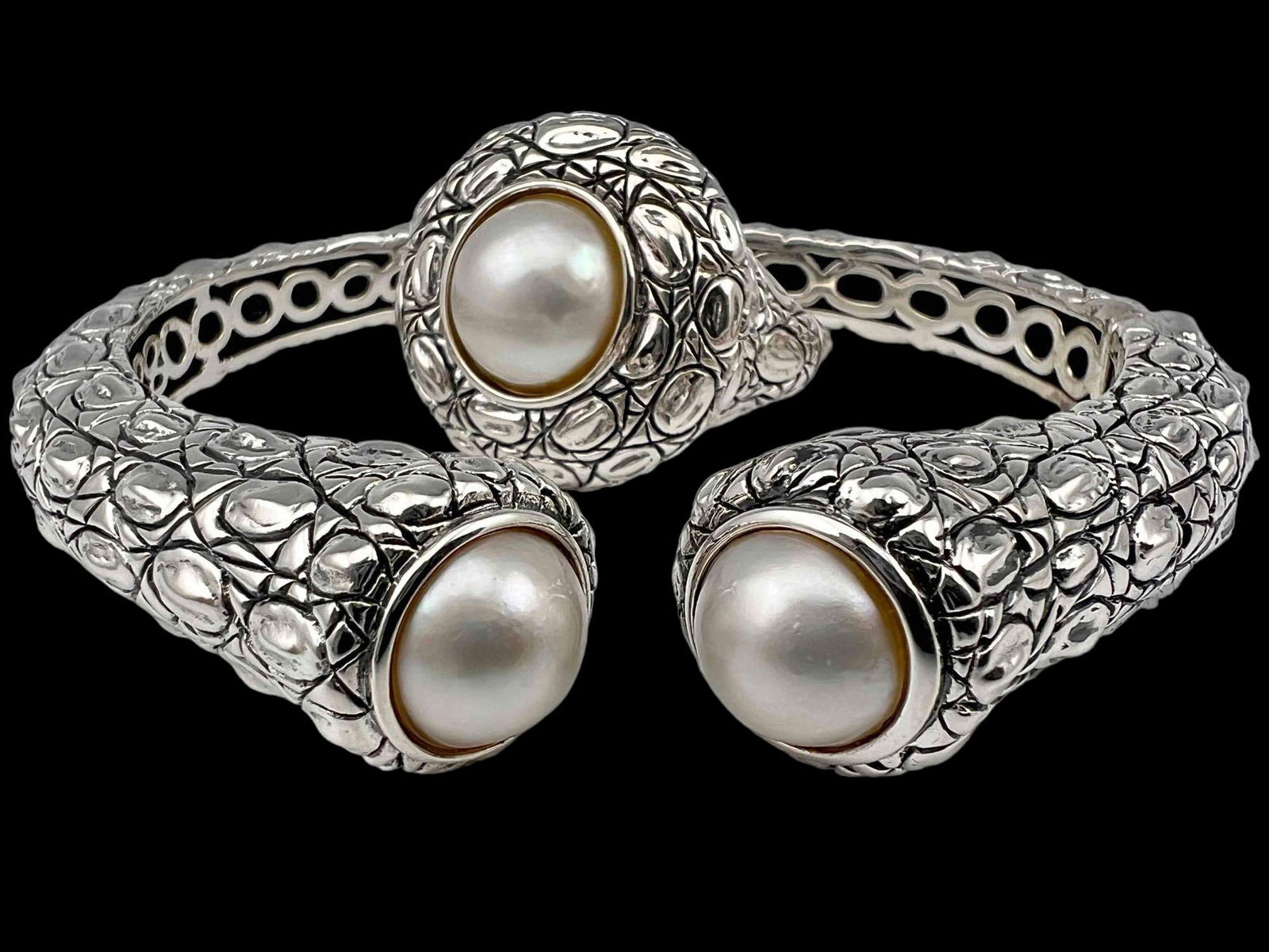Sterling Silver Pearl Bracelet & Ring Set (1 of 13)