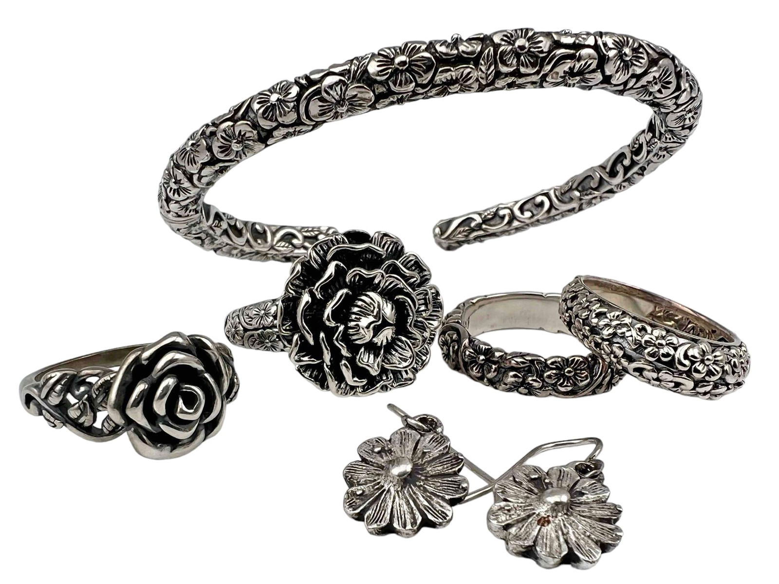 Sterling Silver Flower Jewelry Lot (1 of 14)