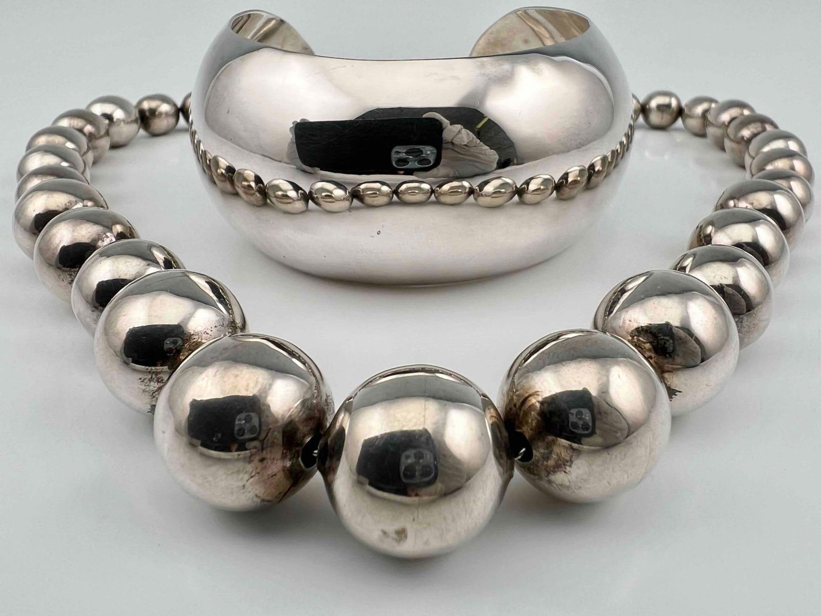 Vintage Mexican Sterling Silver Necklace & Cuff Bracelet (1 of 7)