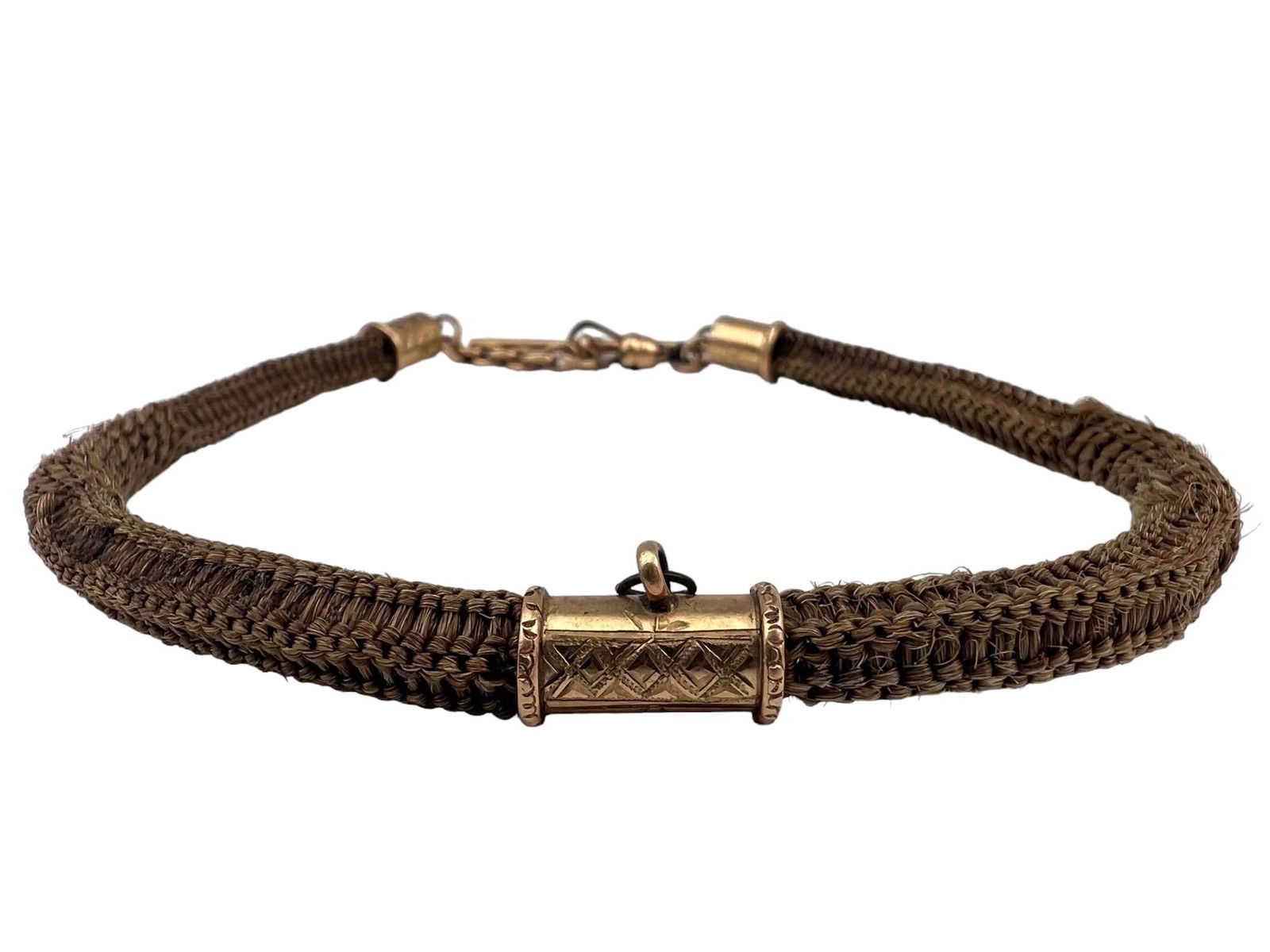 Victorian Gold Filled Hair Work Watch Fob (1 of 6)