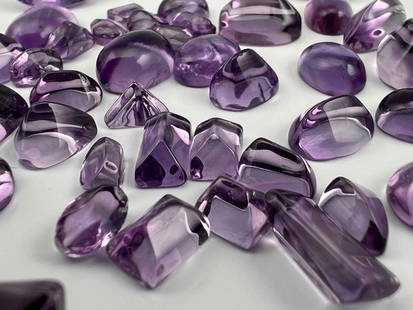 Loose Amethyst Gemstones: Loose Amethyst Gemstones. Largest 18.0L x 14.5W x 10.0D mm. Smallest 11.2L x 4.0W x 2.8D mm. All measurements are approximate.