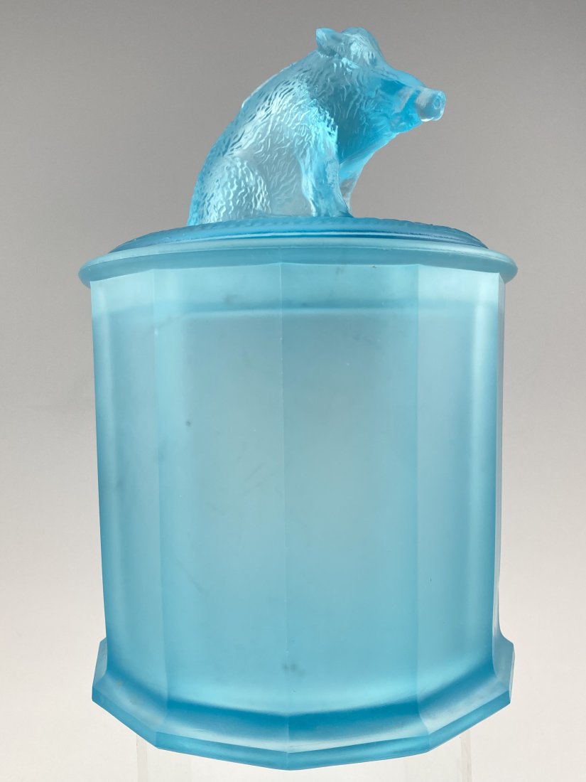 Tiffin Glass Company Wild Boar Tobacco Humidor: Tiffin Glass Company Wild Boar Tobacco Humidor. Approximately 9.0H x 6.0W x 6.0D in.