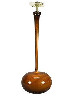 Large Mid Century Modern Wood Lamp: Mid Century Modern Floor Lamp. Approximately 51.5H x 15.0W in.