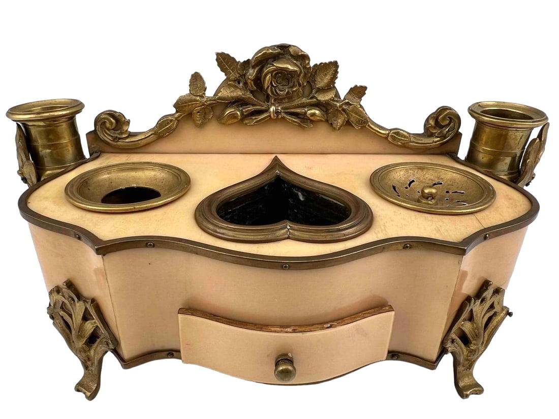 Antique French Gilt Ink Stand Of Very Fine Quality, ca 1860's (1 of 15)