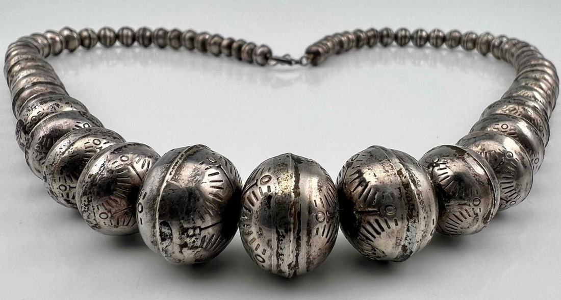 Navajo Sterling Silver Bench Bead Pearls, ca 1930'-40's (1 of 5)