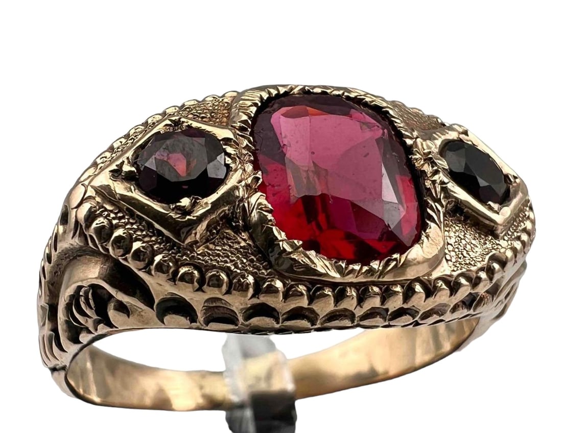 Victorian 10K Gold Ruby Doublet Ring (1 of 9)