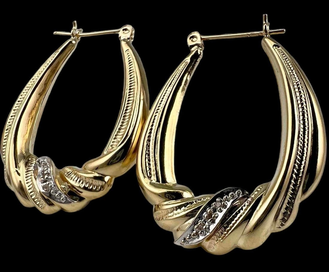 14K Diamond Hoop Earrings (1 of 7)